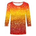 thumbnail image 4 of Cavosen Glitter Tops for Women Gradient Sparkle Print T-Shirts 3/4 Sleeve Round Neck Loose Blouse Dressy Trendy Pullover Shirts Flowy Going out Tees Summer Vacation Clothes L, 4 of 5