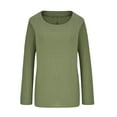 thumbnail image 1 of Birdeem T-Shirt Femme Automne Hiver en Coton Lin Col Rond Manches Longues Ample, 1 of 1
