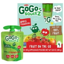GoGo squeeZ Applesauce and Fruit Puree, Apple Strawberry Snack Pouches, 3.2 oz, 4 Pack