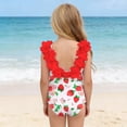 thumbnail image 6 of Afelkas Baby Girls Strawberry One Piece Swimsuit 3D Ruffle Backless Bathing Suit Quick Dry Summer Vacation Beachwear Pool Party Swimming Costume, 6 of 9