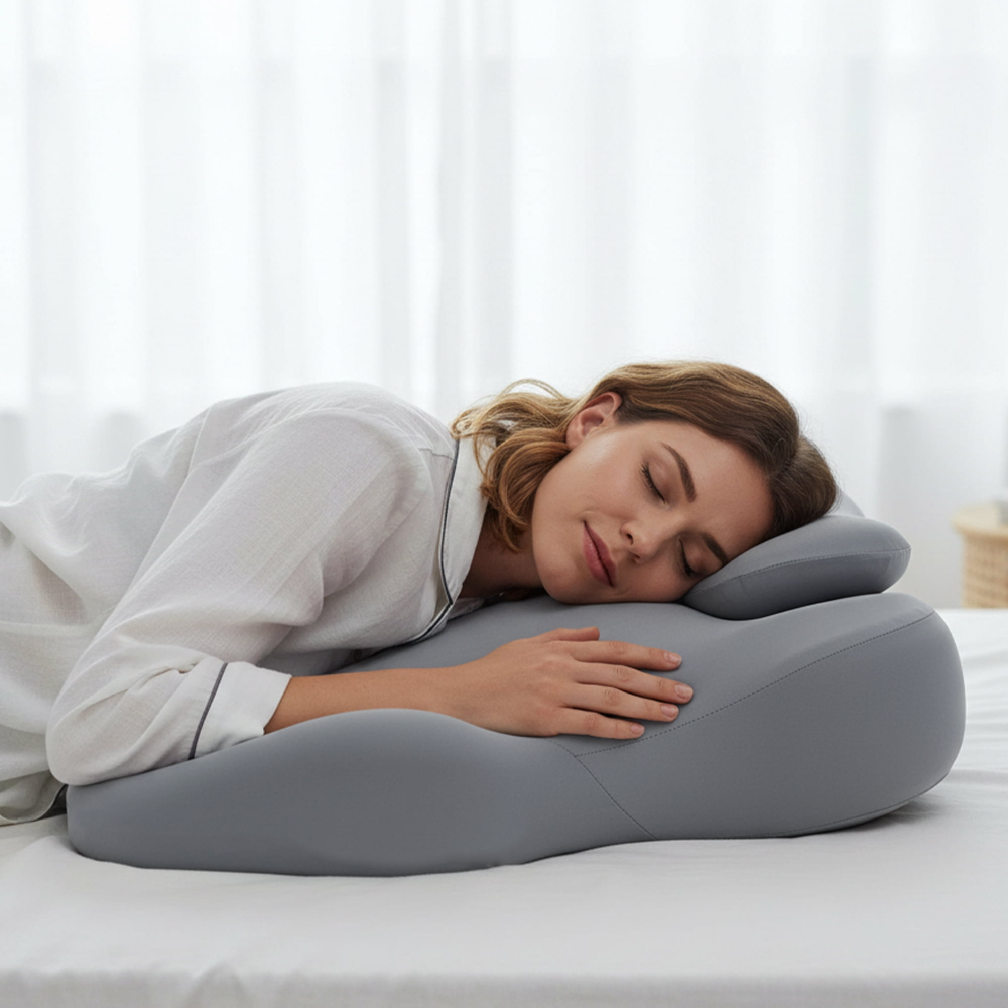 Ergonomic Memory Foam Wedge Pillow, 27 Angled Support for Neck and Waist Support Pillow
