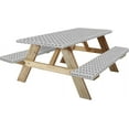thumbnail image 1 of POINTERTECK Picnic Table Cover With Bench Covers   Fitted Table Covers Vinyl Tablecloth with Flannel Backing For 6 Foot Tables  Elastic Edge Waterproof for Home Goods Indoor Outdoor Patio, 1 of 7