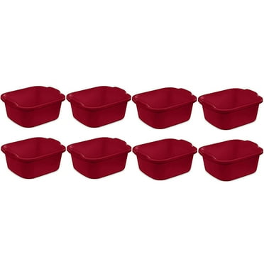 Sterilite Large Multi-Function Home 12-Qt Sink Dish Washing Pan, Red (8 Pack)