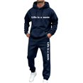 thumbnail image 5 of Men's 2 Piece Sweatsuit Hoodie Tracksuit Set Long Sleeve Pullover Outfit with Pockets Elastic Waist Drawstring Casual Athletic Jogging Gym Running Winter Workout Navy XXXL, 5 of 6