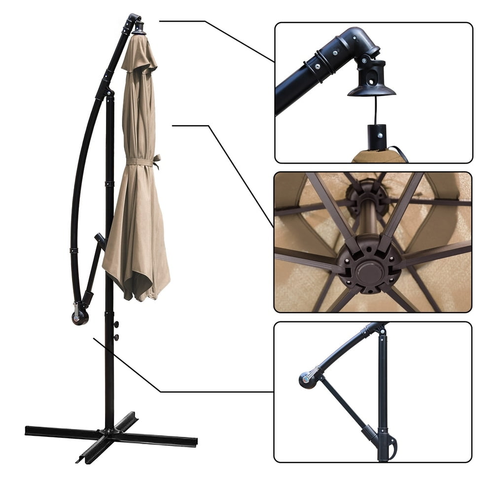 Abble 10ft Outdoor Hanging Offset Cantilever Umbrella with Crank - Tan