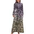 thumbnail image 2 of Zebra Print Dress High Neck Watercolor Ombre Printed Beach Dresses Long Sleeve Aesthetic Long Maxi Dress Trendy Clothing, 2 of 5