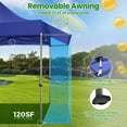 thumbnail image 3 of HOTEEL 10x10 ft Canopy with Extended Awning, Heavy Duty EZ Pop up Folding Canopy Tent with Roller Bag, Rainproof&Sunproof Awning Gazebo Shelter for Party Events, Market, Vendor, Dark Blue, 3 of 8