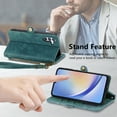 thumbnail image 3 of ELEHOLD for Samsung Galaxy A16 5G Flip Wallet Case, Shockproof Premium Vintage PU Leather Magnetic Geometric Handbag Zipper Pocket Card Holders Kickstand Wrist Strap, Green, 3 of 10