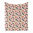 thumbnail image 1 of Rooster Soft Flannel Fleece Throw Blanket, Continuous Domestic Farm Animal Bird Irregular Repetition, Cozy Plush for Indoor and Outdoor Use, 50" x 70", Charcoal Grey Vermilion, by Ambesonne, 1 of 5