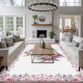 thumbnail image 3 of Area Rug for Living Room, Easter Bunny Roses Non-Slip Indoor Large Carpet for Bedroom/Dining Room, Pink Floral Spring Botanical Washable Low-Profile Rectangle Floor Runner Rugs - 5 x 7 Ft, 3 of 8