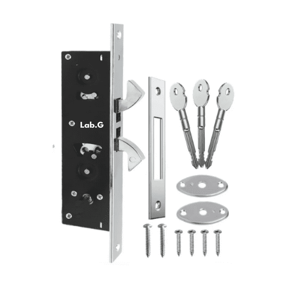 Cerradura Chapa Doble Gancho Puerta Corrediza Aluminio Lab.G Plateado
