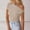 Beige, variant on Women's Summer Top Off Shoulder Top for Women Short Sleeve Tshirt Y2K Going Out Shirts Solid Color Tunic Top Crop Top Navy L