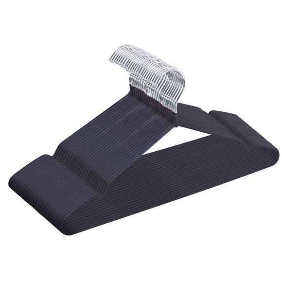 Js Hanger Perchas De Metal De 16.5 Pulgadas – Perchas De Alambre Extra Gruesas Con Revestimiento De Goma Negro Mate Antideslizante, Perchas Resistentes Para Pantalones, Faldas, Trajes Para Abrigos (Pa