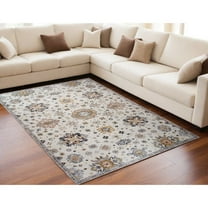 HomeRoots 5' X 8' Gray And Gold Floral Area Rug