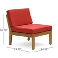 thumbnail image 6 of Wilcox Outdoor 5 Piece Acacia Wood Sectional Sofa Set with Cushions, Teak, Red, 6 of 8