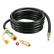 Wadeo 12ft Low Pressure RV Propane Quick Connect Hose and Conversion Fitting for Blackstone Tabletop Grill-17 Inch and 22 Inch and 1/4inch Safety Shutoff Valve and Male Full Flow Plug