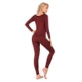 thumbnail image 2 of LiangRou Women's Crewneck Long Johns Ultra Thin Modal Thermal Underwear Top & Bottom Set Dark Rosewood X-Large, 2 of 5