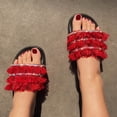 thumbnail image 4 of Womens Clothes Clearance 2025 Clearance! asdoklhq Slip On Shoes for Women, Women Ankle Strap Lace Summer Slide Sandals Flats Flip-Flops Shose, 4 of 5