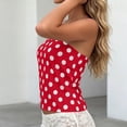 thumbnail image 6 of Yrmaups Strapless Polka Dot Tank Top for Women, Casual Boho Slim Crop Top, Stretchy Basic Tee for Party Vacation Beach Daily Wear, Wine XL, 6 of 7