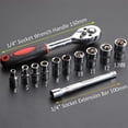 thumbnail image 3 of 12 Piece 1/4" Ratchet Wrench Set, Mechanic Tool Kit and Sockets with Quick Release Reversible Ratchet Handle and Extension Bar, 3 of 4