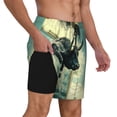 thumbnail image 2 of Bingfone Bull Charging Through Waves for Men's Double Layer Swimming Trunks with Lining, Drawstring Style with Pockets Beach Shorts Men's Swimsuit-3X-Large, 2 of 6