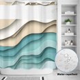 thumbnail image 2 of No Hook Shower Curtain, Teal Brown Ombre Shower Curtains for Bathroom with See Through Top Window, Modern Abstract Moire Art Geometric Waterproof & Washable Bath Curtain 66"x72", 2 of 9