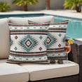 thumbnail image 4 of Turquoise Red Boho Outdoor Waterproof Pillow Covers, Southwestern Ethnic Aztec Retro Geometric Decorative Square Throw Pillowcase Sofa Cushion Sham for Patio/Couch/Chair, 16"x16" 2 Pack, 4 of 8