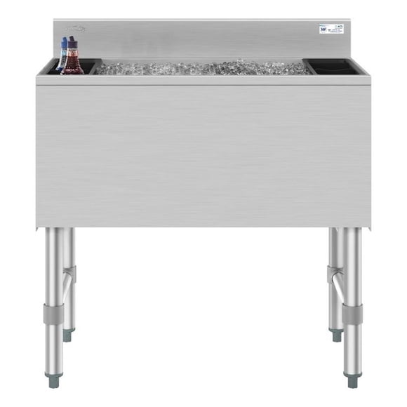30" Commercial Underbar Ice Bin with Siding Lid in Stainless Steel