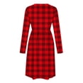 thumbnail image 4 of Odbmxy Fall Womens Midi Dresses Plaid Tunic Long Sleeve Smock Loose Women's Dresses Casual Everyday Shift, 4 of 7
