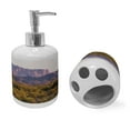 thumbnail image 2 of Ambesonne Landscape Soap Dispenser & Toothbrush Holder Set, Cactus Mountain in Spring, 2 Pcs, Brown Green, 2 of 6