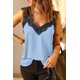 thumbnail image 3 of ABPHQTO Camiseta sin mangas con tirantes finos en contraste de encaje azul cielo para mujer, 3 of 5