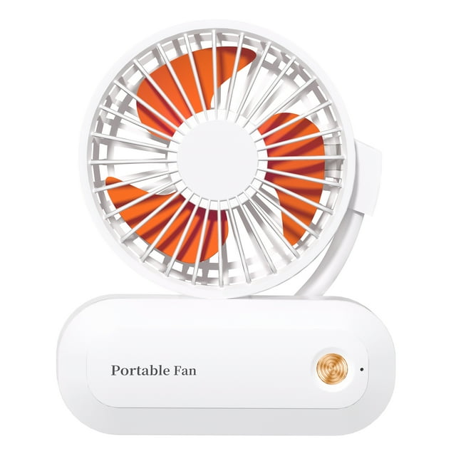 Hands-Free 3-Speed Portable Fan with 1200mAh Battery - 35cm Hanging Strap for Neck/Hand/Desk Use, One-Button Control, Type-C Charging, Lightweight 191g ABS+PP+PS Construction, Orange Color (F-158)