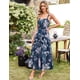 thumbnail image 2 of Vestido largo GRACE KARIN Verano 2025 con estampado floral escalonado azul marino, 2 of 6