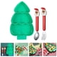 thumbnail image 3 of ColoMX Vajilla de fiesta en forma de árbol de Navidad Plato dividido para bebé con tenedor y cuchara Bandeja de frutas navideñas Plato seccionado de plástico para niños Verde, 3 of 7