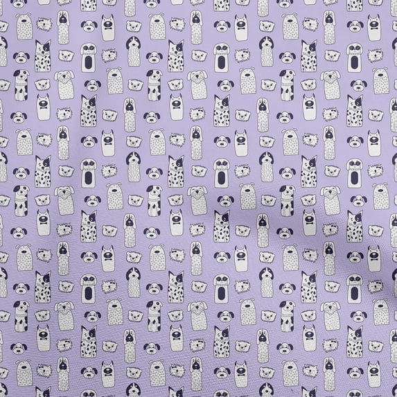 oneOone Viscose Jersey Purple Fabric Floral & Puppies Sewing Fabric By The Yard Printed Diy Clothing Sewing Supplies 60 Inch Wide