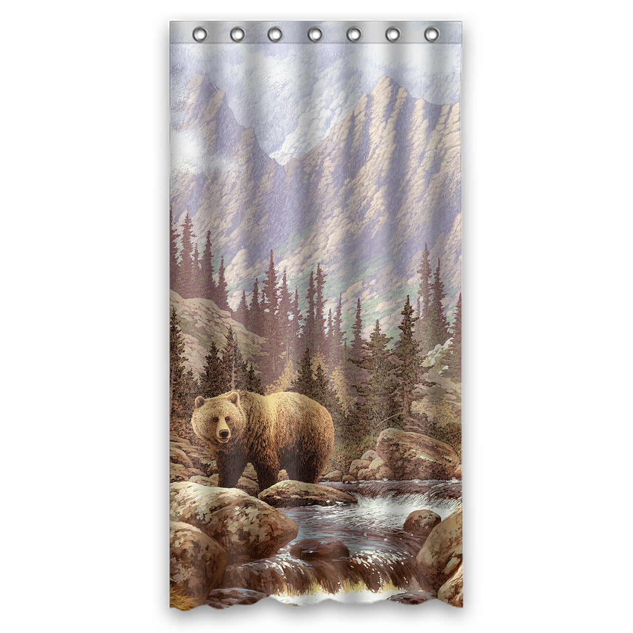 Grizzly Bear in the Rocky Mountain Shower Curtain Set Bathroom