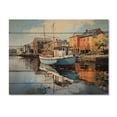 thumbnail image 3 of Designart "Reflections An Port Wharfside wall art II" Nautical & Beach Print on Natural Pine Wood, 3 of 5