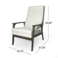 thumbnail image 3 of GDF Studio Katharine Mid Century Modern Upholstered Accent Chair, Snow White Faux Leather and Walnut, 3 of 8