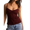 thumbnail image 2 of Women Lace Camisole Tank Tops Y2k Spaghetti Strap Camis Going Out Top Wine Red S, 2 of 7