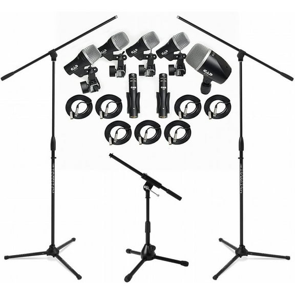 CAD Audio Stage7 7-Piece Drum Instrument Mic Carrying Case   3 Mic Stands   7 XLR Mic Cables