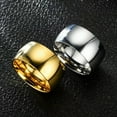thumbnail image 7 of 12mm Men Womens Black Gold Silver Band Titanium Steel High Polished Ring Sz 6-13, 7 of 7
