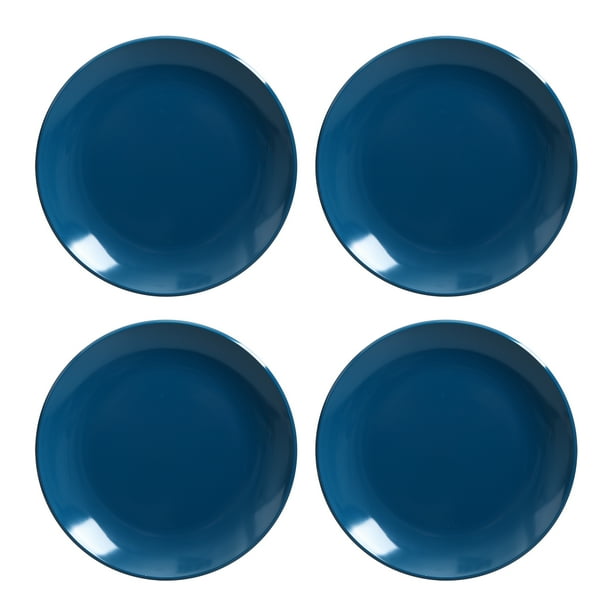 Mainstays Outdoor Melamine Blue Mix and Match Salad Plates, Set of 4