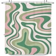 thumbnail image 6 of Abstract Boho Pink Green Shower Curtain 72Wx72H Inches Groovy Spiral Swirl Modern Waves Aesthetic Cute 2000s 70s Retro Cloth Fabric Waterproof Polyester Bathroom Home Decor Set with Hooks, 6 of 6