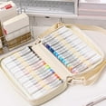 thumbnail image 2 of ABPETE  Marker Organizer Case for 64 paint markers, Marker Carrying Bag with Handle, Waterproof Pen Pouch Bag for Travel,Off White(Excluding Marker), 2 of 10