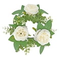 thumbnail image 1 of Corona artificial con anillo de vela de pilar, corona de granja verde, corona bohemia de flores artificiales, para adorno de mesa de Pascua Blanco, 1 of 9