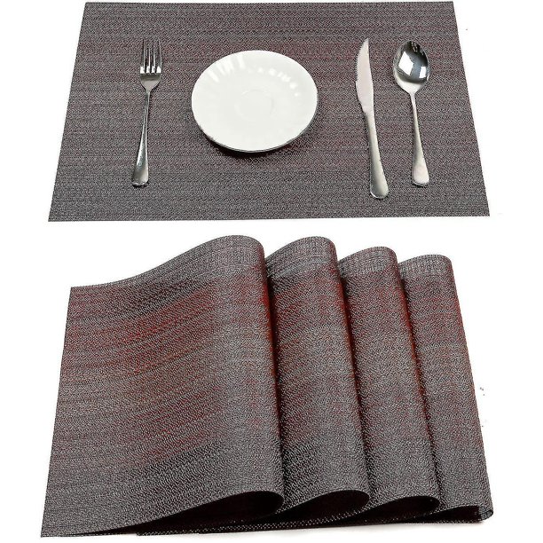 Juego de 4 manteles individuales para mesa de comedor, manteles individuales de vinilo tejido lavables, antideslizantes, resistentes al calor, fáciles de limpiar