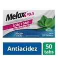 thumbnail image 1 of Antiácido Melox Plus Aluminio, Magnesio, Simeticona sabor menta 50 tabletas masticables, 1 of 4