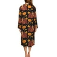 thumbnail image 2 of Xoenoiee Turkey Pumpkin Maple Leaves Print Women Zipper Robe Thanksgiving Long Sleeves Loungewear Dress Full Length Sleepwear Pockets Housecoat Nightgown Long Bathrobe, M, 2 of 6