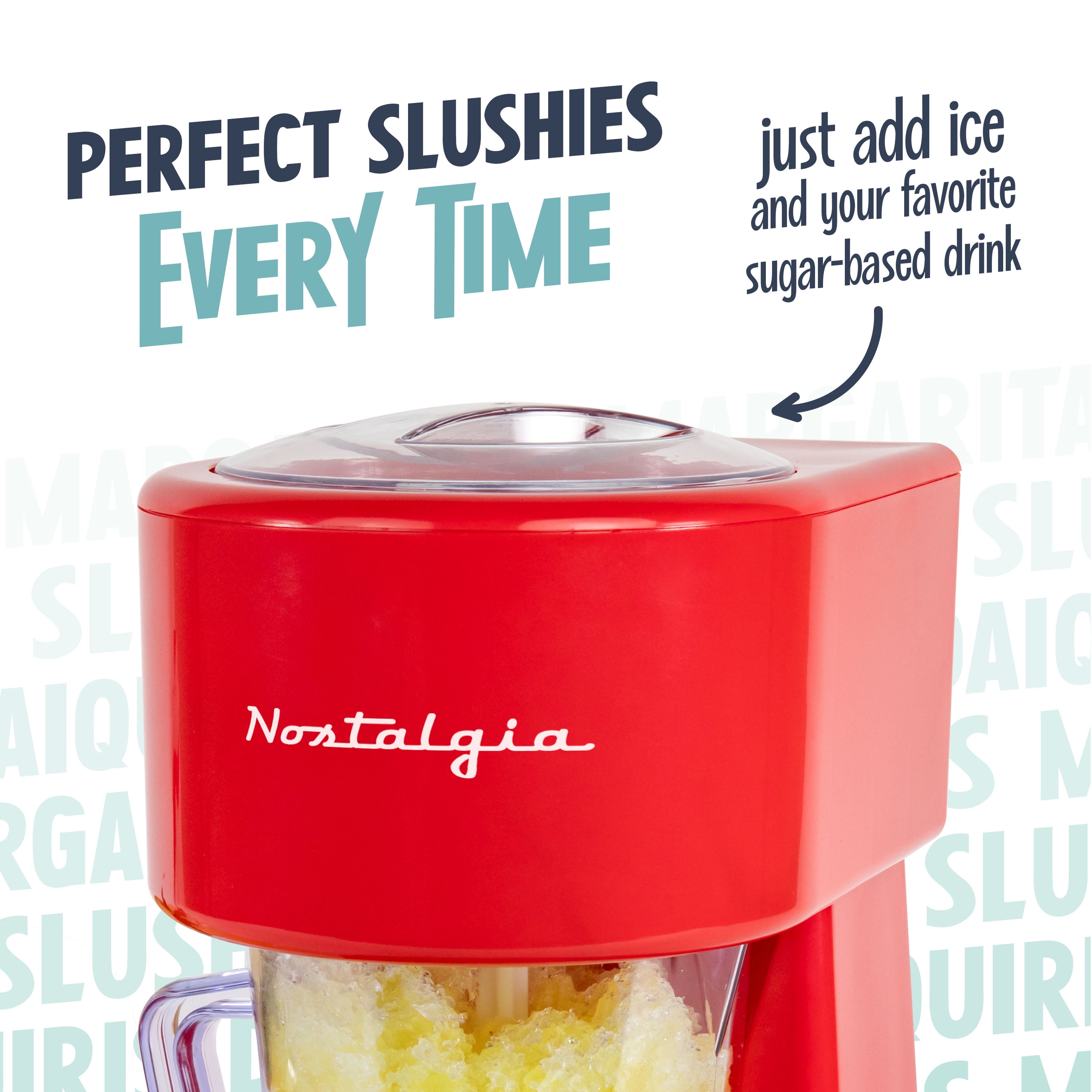 Nostalgia Slushie Machine, 40 oz Ice Shaver and Slushy Maker for Soda, Juices, Cold Coffee, and More, Red