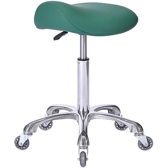Professional Saddle Stool with Wheels  Swivel Rolling Height Adjustable for Clinic  Beauty Salon   Office ()